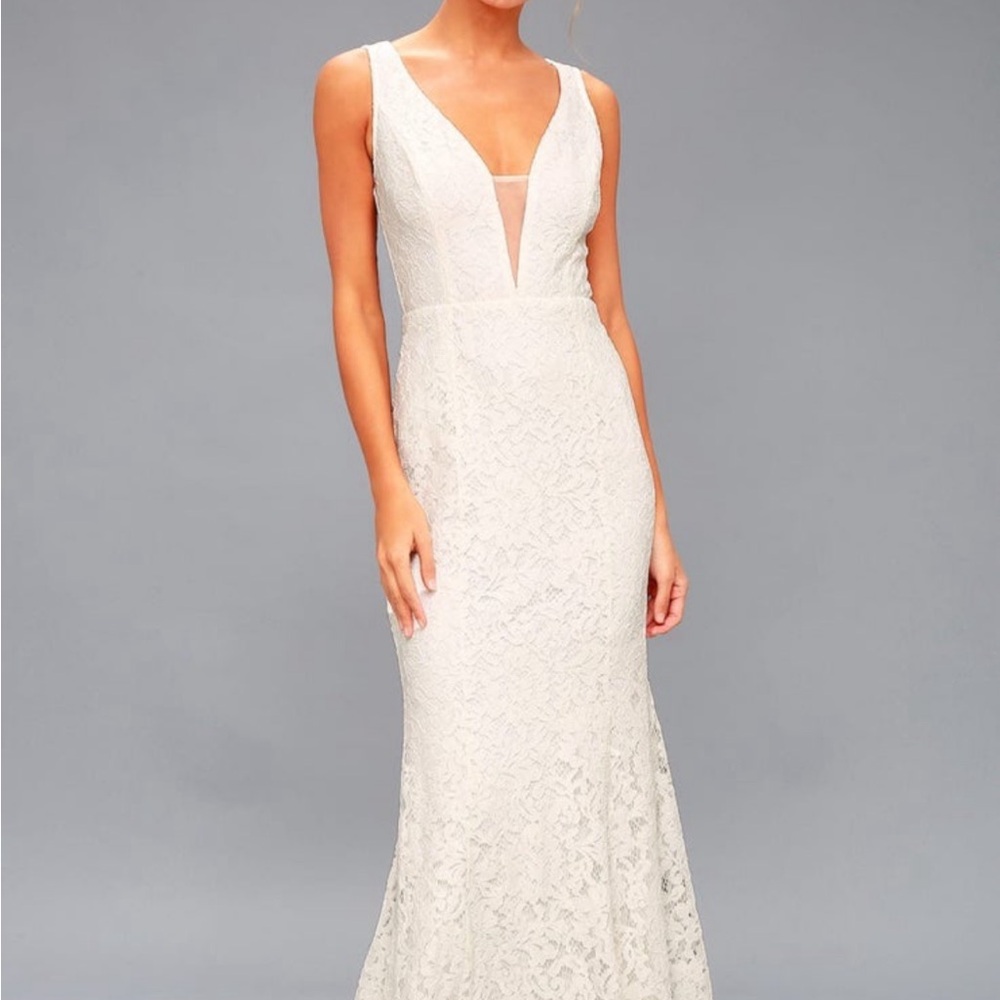 Lulu's Ivory Lace Maxi Dress